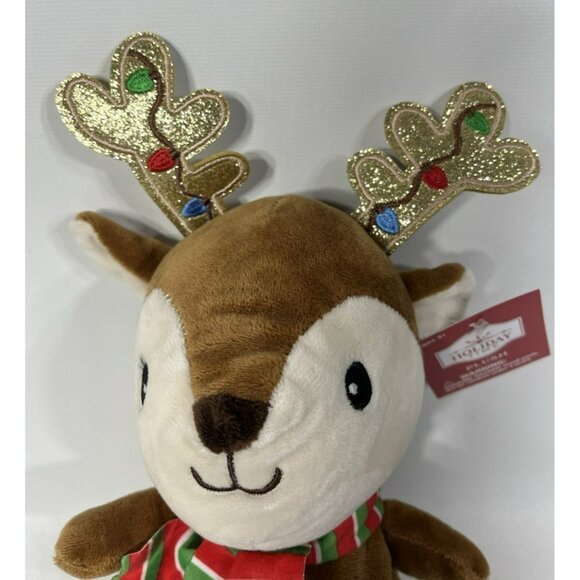 Holiday Time 8" Reindeer Christmas Plush With Scarf & Glittery Antlers Brown - Picture 5 of 8